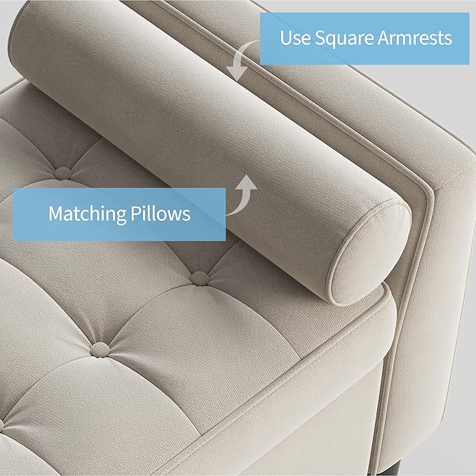 46.5" Storage Ottoman Bench – Upholstered End-of-Bed Storage Chest with Rolled Armrests & Wood Legs, Entryway Shoe Bench and Footrest Seat for Hallway, Bedroom & Living Room & Walk-in Closet（Beige）