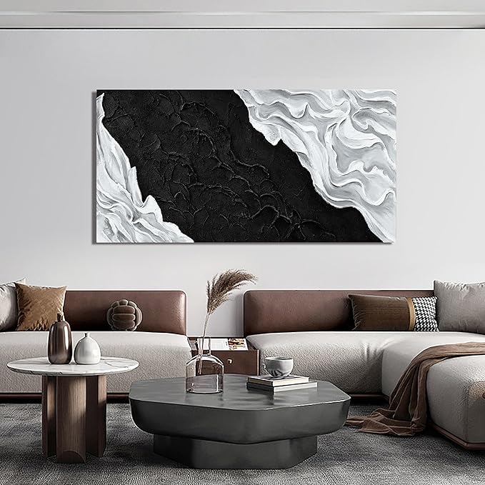 YISXINOAG Canvas Art Wall Decor Abstract Wall Art For Living Room Modern Canvas Prints Pictures For Wall Black And White Wall Art For Hotel Home Wall Decor 24x48 Inch