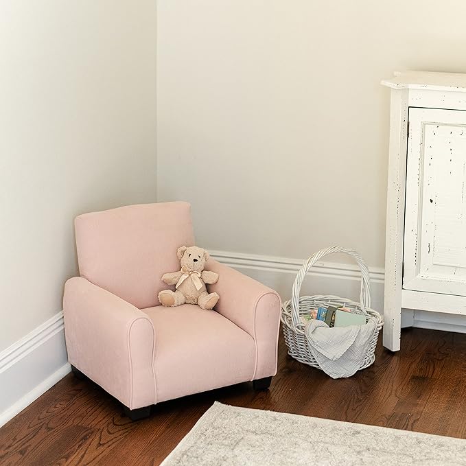 Kid Rocking Chair for Toddlers, Child Chair for Little Kids, Upholstered Toddler Armchair for Children, Comfy and Cute Little Kid Chairs (Legs, Blush)