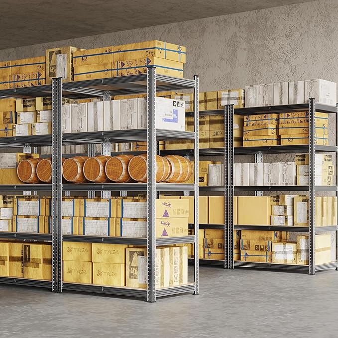 Yaheetech Standing Shelf Units, 5 Tier Storage Shelf, Heavy Duty Shelving, Adjustable Garage Shelves, Utility Rack Shelf Unit, Basement Warehouse Shed, 35.5″L × 16″W × 71" H - Dark Gray