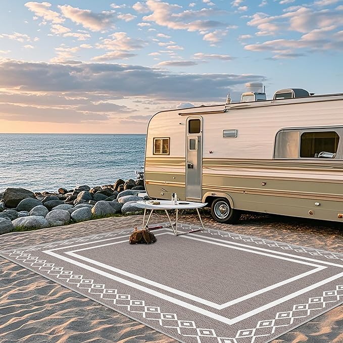 Outdoor Patio Rug, Outside Rectangular Carpet, Moroccan Geometric Rugs, Washable Large Indoor Outdoor Rug 6x9 Mats for RV, Picnic, Backyard, Deck, Balcony, Porch, Beach