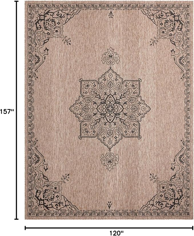Unique Loom Outdoor Traditional Collection Area Rug - Antique (10' x 13' 1" Rectangle Beige/Black)