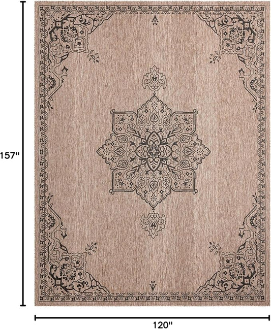 Unique Loom Outdoor Traditional Collection Area Rug - Antique (10' x 13' 1" Rectangle Beige/Black)