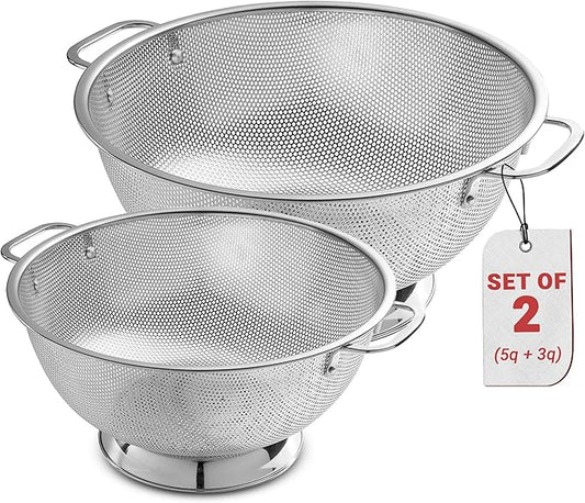 Bellemain Micro-perforated Stainless Steel Colander-Dishwasher Safe (3 QT and 5 QT)