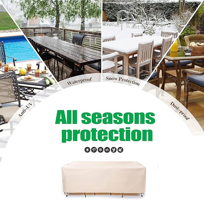 F&J Outdoors Waterproof Anti-UV Heavy Duty Rip-stop Fabric Large Patio Furniture Covers, 126"x83"