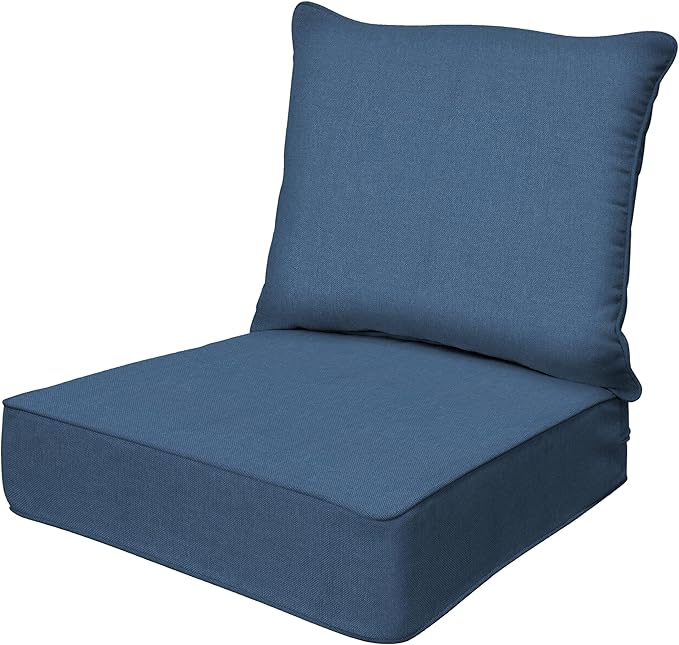 Honeycomb Outdoor Deep Seat, 24 x 23, Textured Solid Pacific Blue Chair Cushion for Patio Furniture