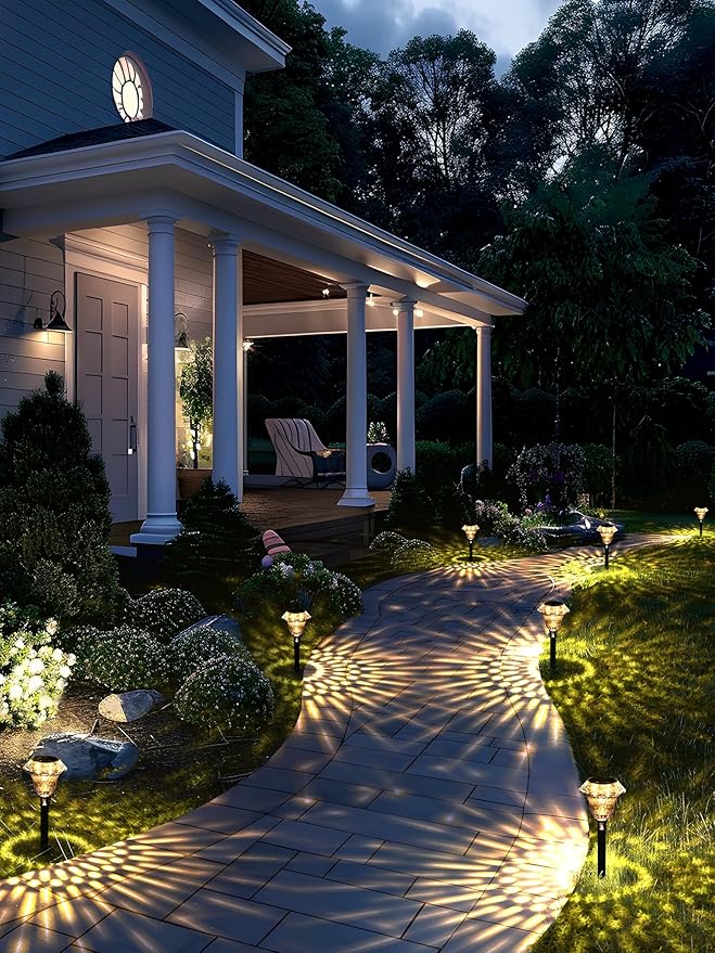 SOLPEX Solar Pathway Lights Garden Decor for Yard, Garden Lights Solar Powered Waterproof Landscape Lighting, Solar Outdoor Lights Porch Decor for Path Walkway Driveway (8 Pack Warm White)