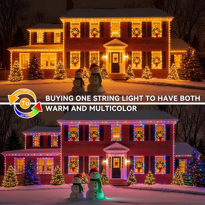 Outdoor Christmas Lights, 800LEDs 262FT Christmas Tree String Lights, IP67 Waterproof 11 Modes Warm and Multicolor Holiday Lights with Remote for House Yard Xmas Decorations
