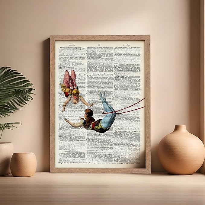Poster Master Dictionary Art Poster - Acrobat Print - Circus Art - Entertainment Art - Gift for Men, Women & Performer - Chic Decor for Living Room, Bedroom, Dorm or Office, 16x20 Beige Framed