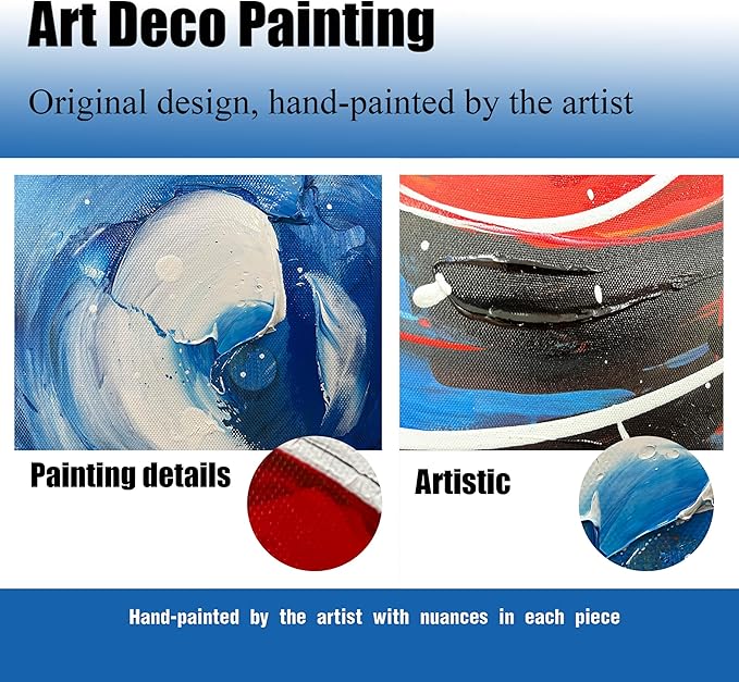 Colorful Artwork for Wall Paintings - Hand Painted Abstract Wall Art for Bedroom Home Office Decor Size 29" x 59"