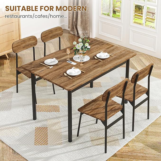 Hooseng Dining Room Table Set Dinner Table Set for 4 Breakfast Table Set for 4, Suitable Kitchen, Living Room, Breakfast, Small Spaces (1, Oval)