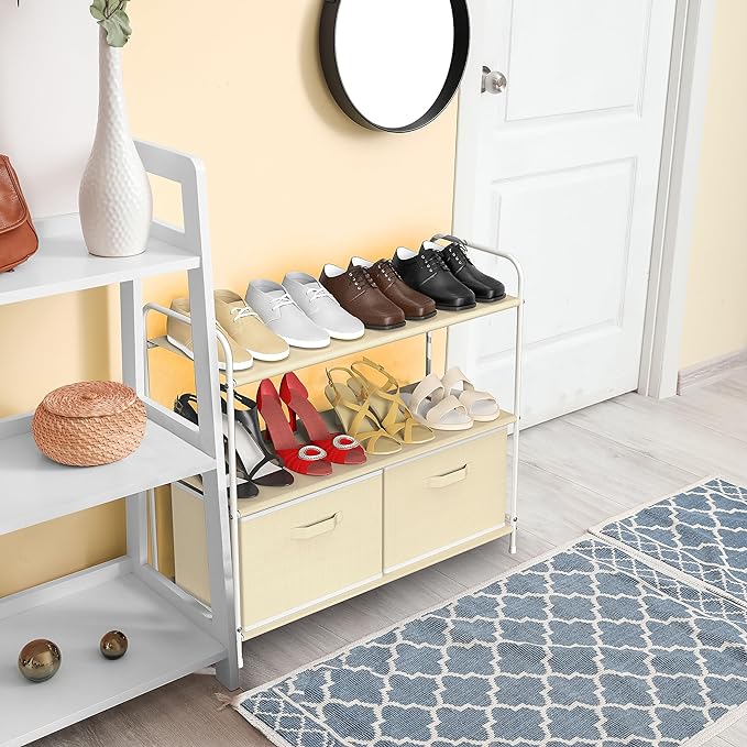 Simple Houseware 3-Tier Closet Storage with 2 Drawers, Beige