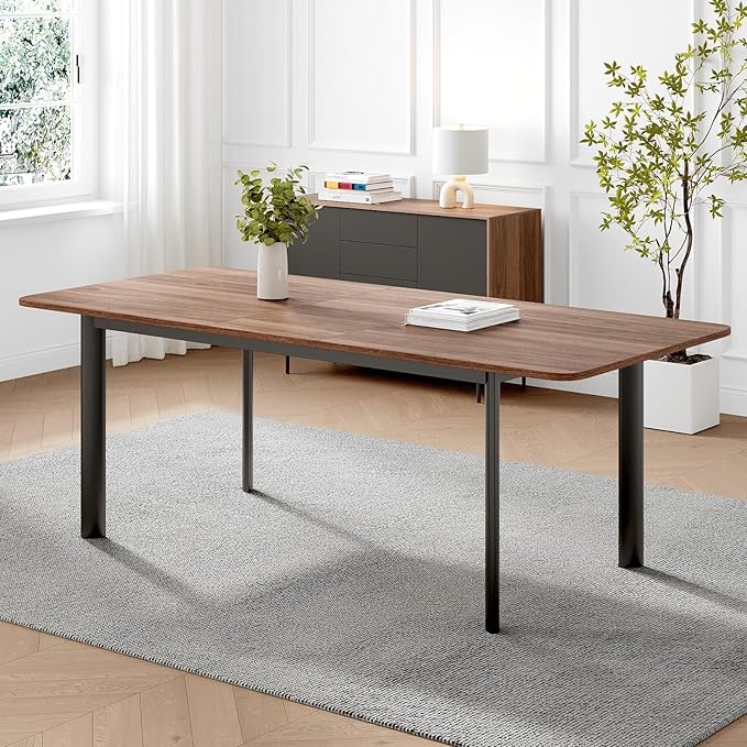 63"- 78.7" Extendable Dining Table, Modern Kitchen Table, Thickened Expandable MDF Wooden Table with Metal Legs for Dining Room, Kitchen, Home