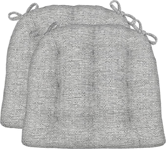 Barnett Home Decor Dining Chair Cushions, 16.5 x 18, Pack of 2 – Brisbane Silver Grey Tweed – Performance Fabric, Latex Foam Fill