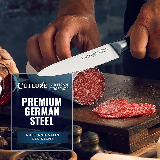 Cutluxe Chef Knife Set, 3 PCS Professional Chef's Knife Set – Razor Sharp German Steel, Full Tang, Ergonomic Handles - Artisan Series
