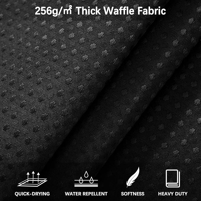 Extra Long Shower Curtains 96 inch Black Waffle, Heavy Duty 256GSM Modern Shower Curtain for Bathroom, Machine Washable,Water Resistant with 12 Metal Hooks, 72Wx96H
