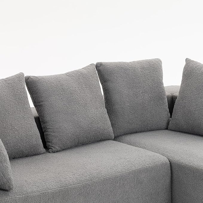 KEIKI L-Shape Cloud Sectional Sofa, 96” Modern Modular Boneless Couch with Left Chaise Lounge, Upholstered Couches for Living Room Bedroom, Grey