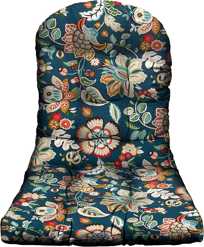 RSH DECOR: Tufted Adirondack Chair Cushion | 42.5” x 21” | All-Weather Spun Fabric | Water and Fade-Resistant | Outdoor Cushion for Patio Furniture | Telfair Peacock Blue