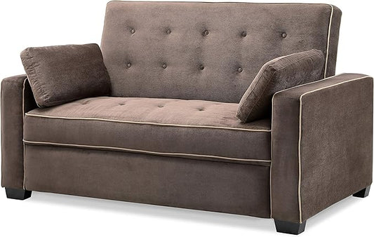 Serta Ainsley Loveseat with Pull Out Sleeper Microfiber Java Queen
