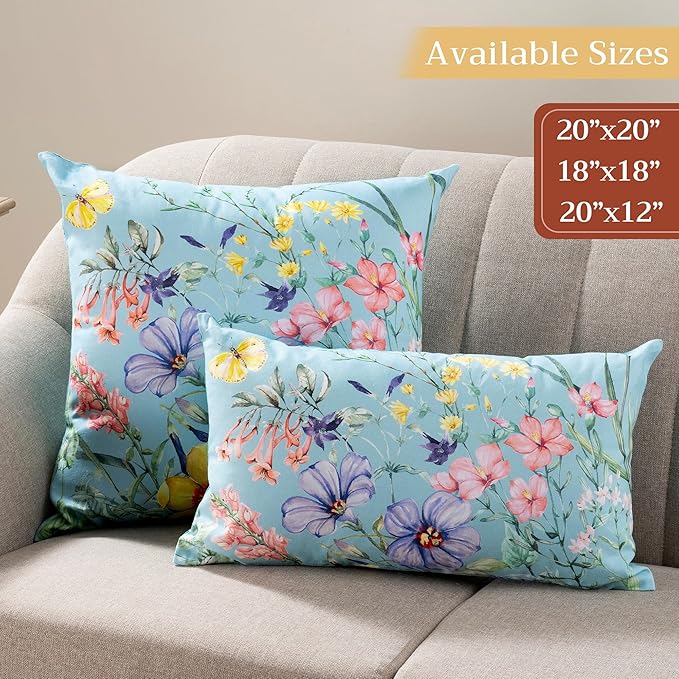 Maison d' Hermine Decorative Pillow Covers 12x20 Inch Rectangle 100% Cotton Throw Pillow Covers with Invisible Zipper for Living Room Couch, Chair, Sofas, Bedroom, Home (Hesperides - Fleur)