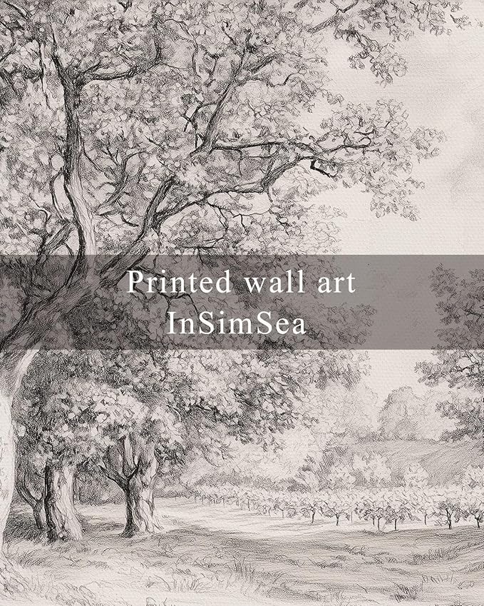 InSimSea Framed Wall Art for Living Room Tree Forest Canvas Art Wall Decor Retro Farmhouse Artwork Watercolor Landscape Picture Prints Rustic Gallery Boho Vintage Botanical Bedroom Office Decor 8x10In