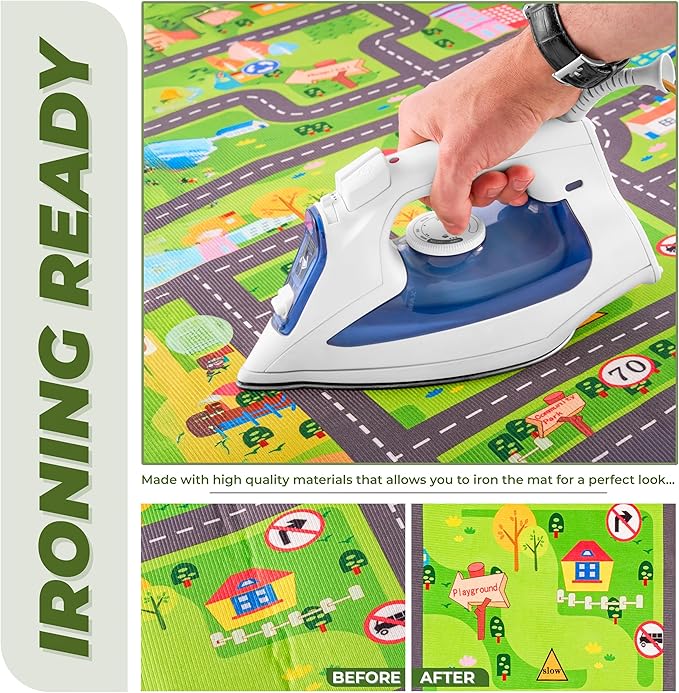 Sorbus Car Mat - City Road Washable Rug for Kids, Car Carpet, Floor Play Mats, Easy to Clean Washable Rugs for Safe and Fun Travel (Extra Large)