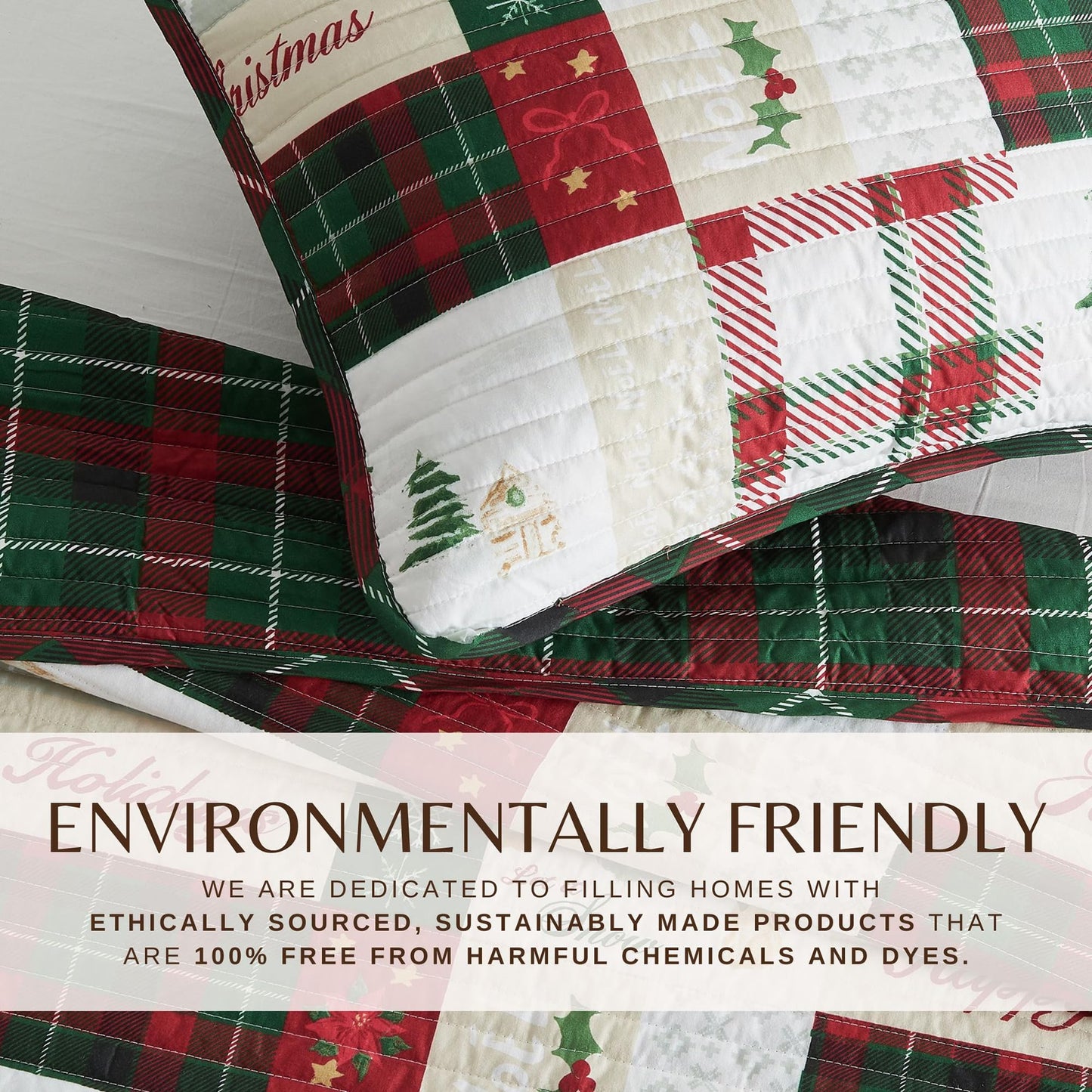 Great Bay Home King Size Christmas Quilt Set with Shams - Vibrant, Cheerful, Christmas Prints - Reversible Holiday Seasonal Bedspread with Matching Shams (King/California King, Holiday Patchwork)