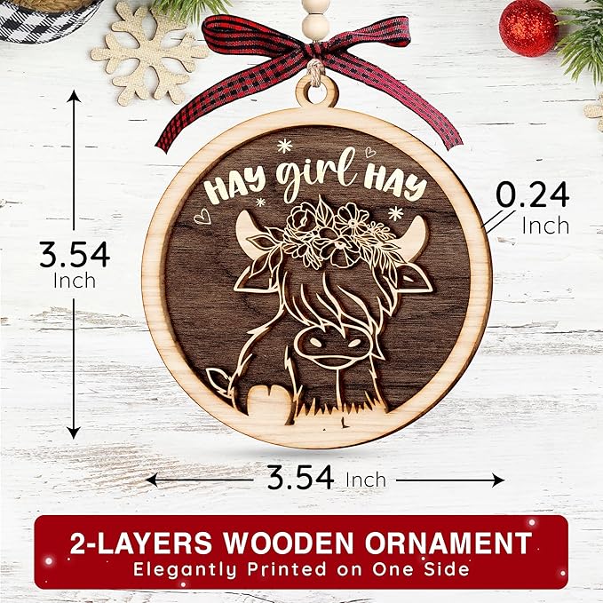 Highland Cow Ornament - Festive Cow Ornaments for Christmas Tree Decorations, Uniquely Designed Cow Ornaments for Christmas Tree, Charming Ornament Gift for Holiday