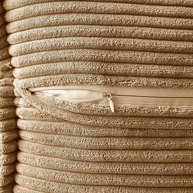 MIULEE Decorative Throw Pillow Covers for Couch Bed Livingroom 16x16 Inch Set of 2 Brown Boho Accent Throw Pllows Broadside Striped Patchwork Soft Corduroy Pillowcases