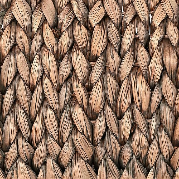 happimess BSK1007B-2SET Havanah Southwestern Handwoven Hyacinth Slanted Pantry Wicker Storage Baskets with Handles, Brown (Set of 2), Seagrass Containers for Decoration in Living Room, Bedroom