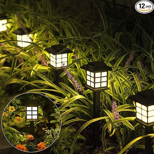 SOLPEX Solar Outdoor Lights,12 Pack Solar Path Lights, Walkway Lights Outdoor, Garden Light, Solar-Powered Pathway Waterproof for Garden, Yard, Landscape and Driveway(Warm White)