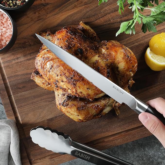 Babish High-Carbon 1.4116 German Steel 8 Inch Full Tang, Forged Carving Kitchen Knife