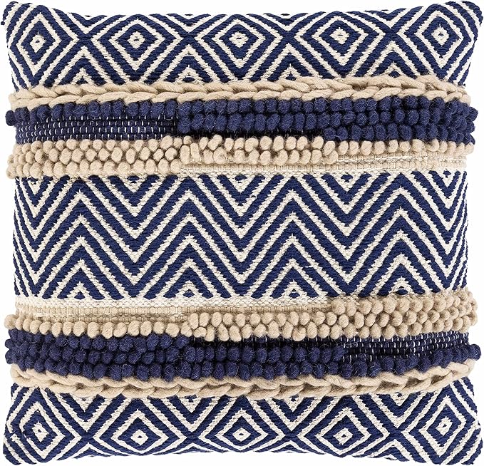 Hauteloom Labrador Decorative Throw Pillow Cover with Down Goose Feather Insert - Sofa Couch Cushion Cover - Navy, Yellow - 18" h x 18" w Pillow Kit Pillow Cover