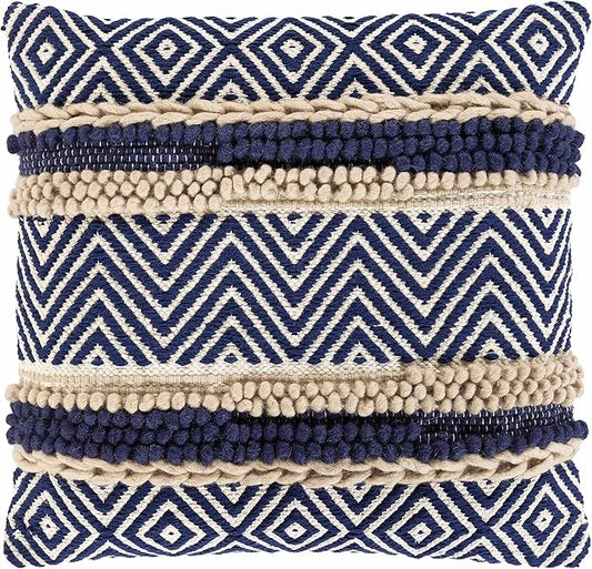 Hauteloom Labrador Decorative Throw Pillow Cover with Down Goose Feather Insert - Sofa Couch Cushion Cover - Navy, Yellow - 22" h x 22" w Pillow Kit Pillow Cover