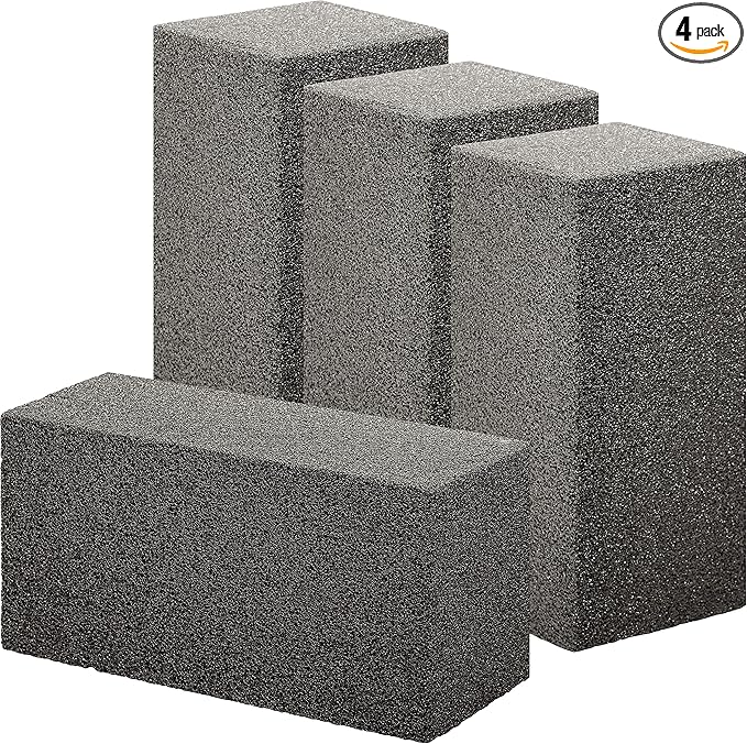 Non-Toxic Restaurant-Grade Grill Cleaning Brick 4Pk. Reusable Non-Scratch Pumice Stone Bricks for Smoker Flat Top Grill BBQ Grate Flattop and Cast Iron. Best 4x4x8 Griddle Cleaner Tool Block.