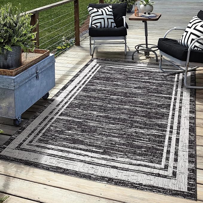 Keen Home Design Outdoor Rug - 8x10 Washable Indoor/Outdoor Rug for Patio, Balcony, Kitchen, Garden, Beach, Deck and Porch. Size: 7'9" x 10'2"