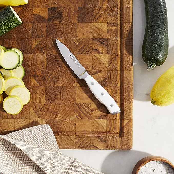 HENCKELS Forged Accent Razor-Sharp 3-pc Kitchen Knife Set, Chef Knife, Paring Knife, Utility Knife, White Handle, German Engineered Informed by 100+ Years of Mastery