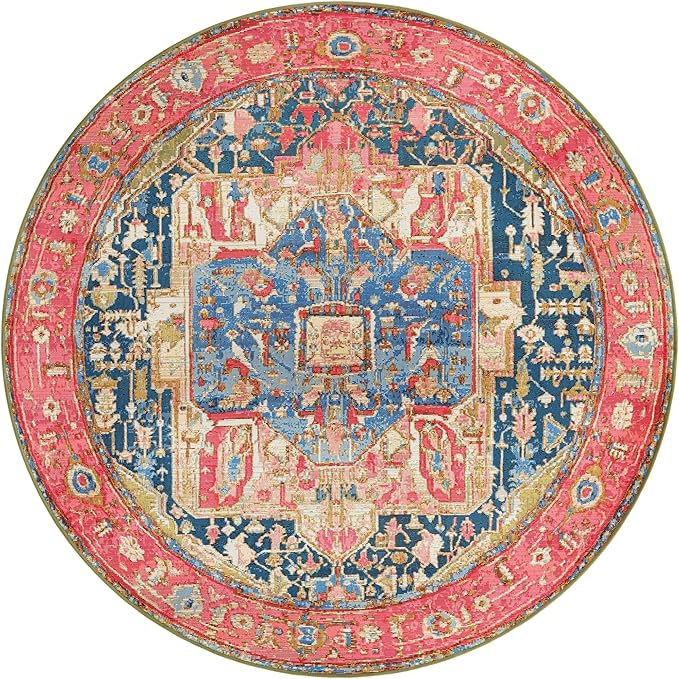 Unique Loom Outdoor Traditional Collection Area Rug - Limon (6' 1" Round Multi/Red)