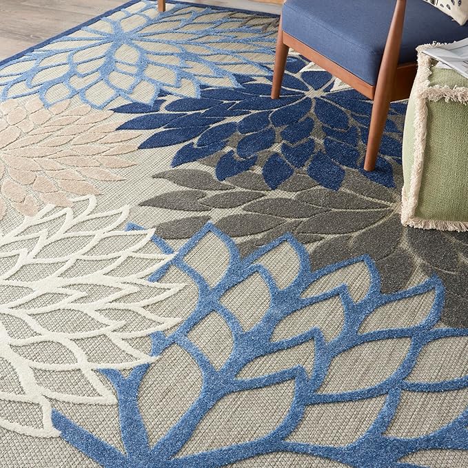 Nourison Home Aloha 9'6" x 13' Fabric Indoor/Outdoor Rug in Blue/Multi-Color