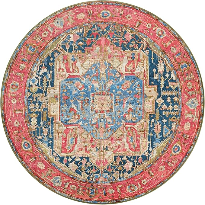 Unique Loom Outdoor Traditional Collection Area Rug - Limon (5' 1" Round Multi/Red)