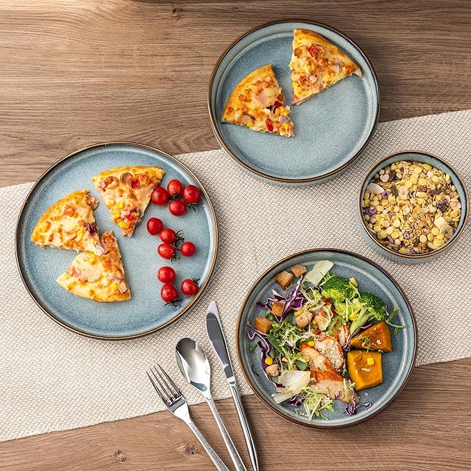 GBHOME Ceramic Dinnerware Sets for 4, 12 Pieces Stoneware Plates and Bowls Sets, Reactive Glaze Dishes -Scratch Resistant, Dishwasher&Microwave Safe