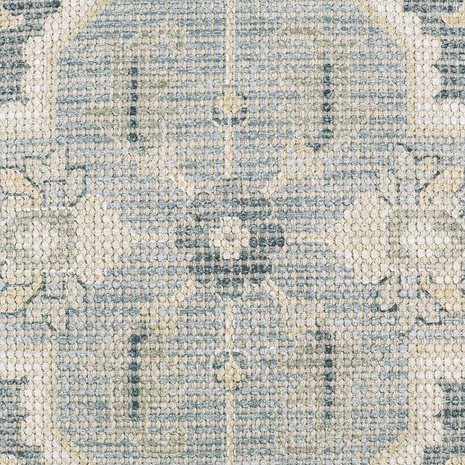 Hauteloom Bigaa Cotton Decorative Throw Pillow Cover - Oriental Floral Sofa Couch Cushion Cover - Blue, Sage, Cream - 14" x 22''