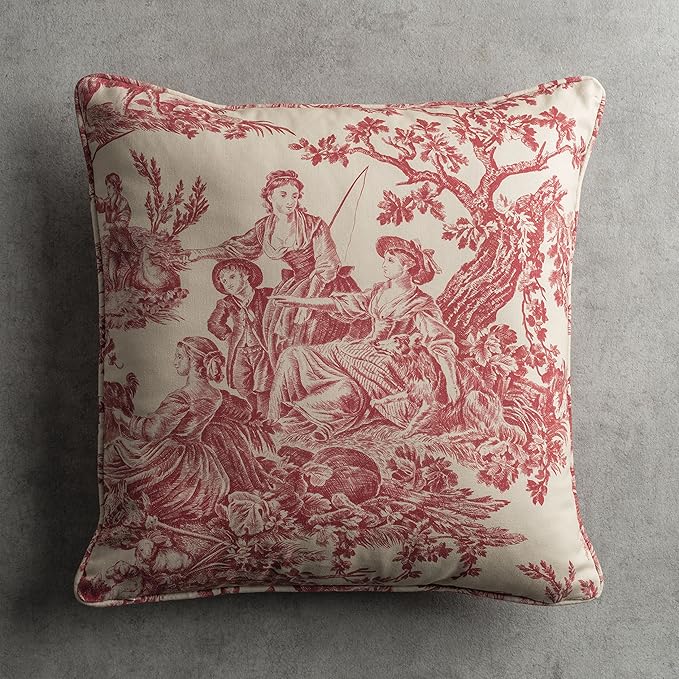 Maison d' Hermine Decorative Pillow Covers 18 x 18 Inch Square 100% Cotton Throw Pillow Covers with Invisible Zipper Cushion Case for Living Room Couch, Chair, Sofas, Bedroom, Home (The Miller - Red)