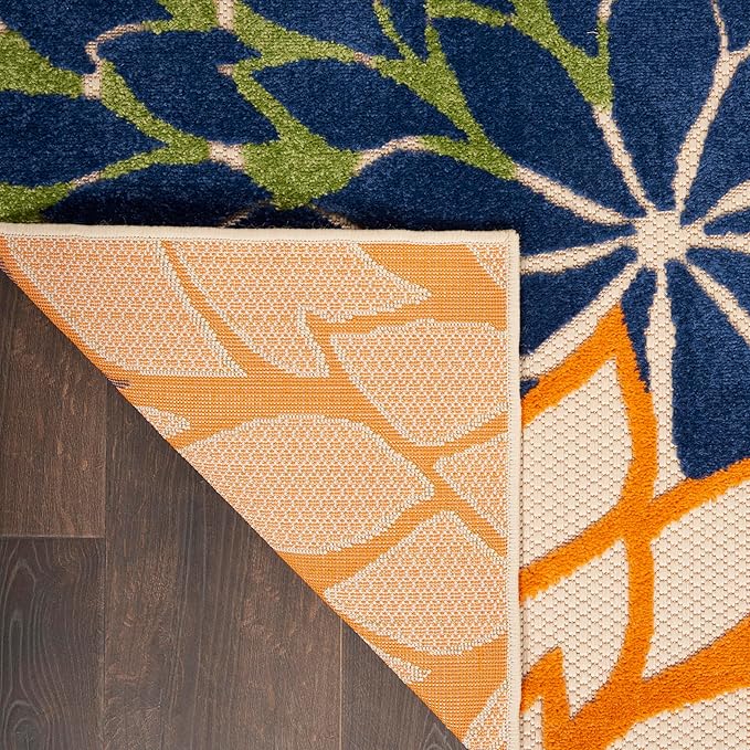 Nourison Aloha Indoor/Outdoor Multicolor 7'10" x 10'6" Area Rug, Tropical, Botanical, Easy Clean, Non Shedding, Bed Room, Living Room, Dining Room, Deck, Backyard, Patio (8x10)