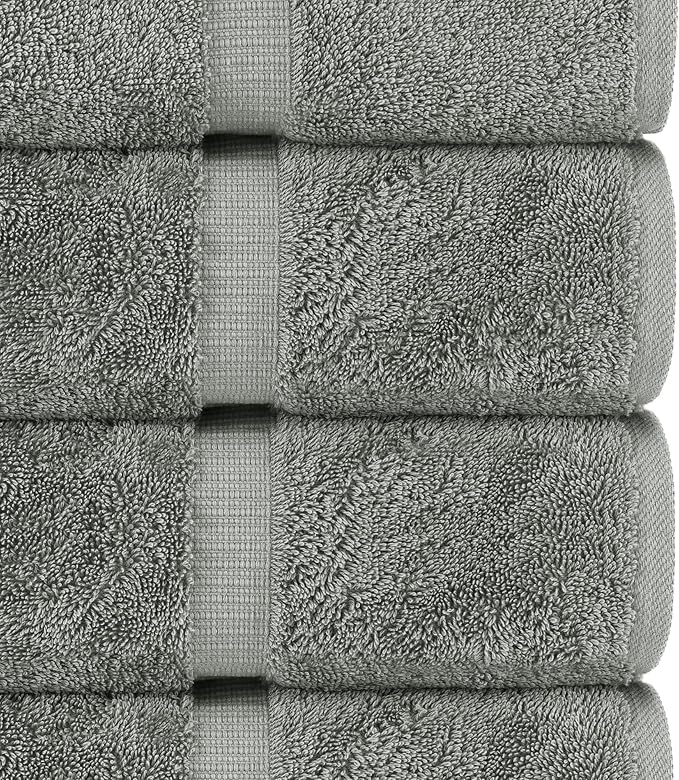 Chakir Turkish Linens Premium Cotton Absorbent Turkish Towels (Bath Towel - Set of 4, Gray)