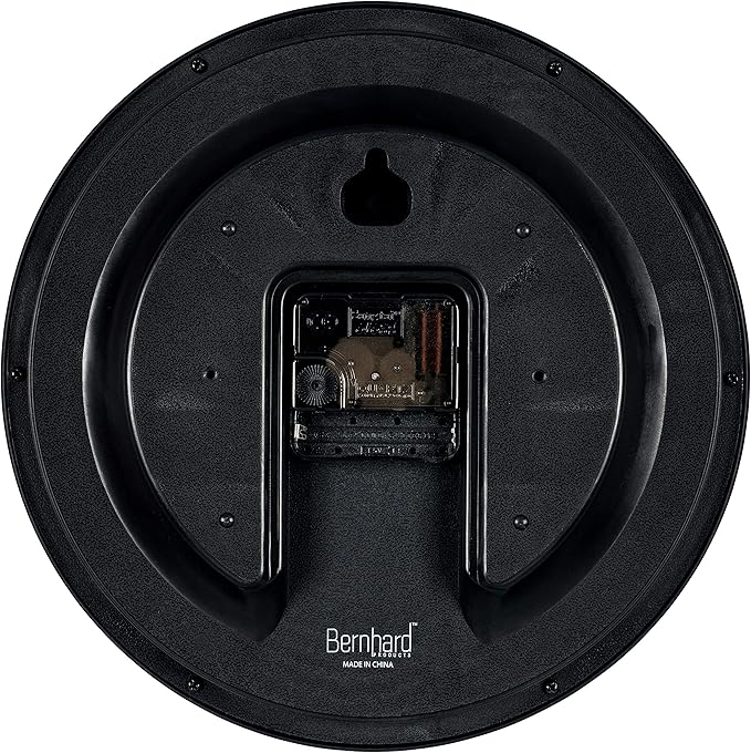 Bernhard Products Wall Clock 10 Inch Silent Non Ticking Movement Quality Quartz Battery Operated Round Easy to Read Decorative Brown Home/Kitchen/Office/Bedroom/Classroom/School Clocks, Black Numbers