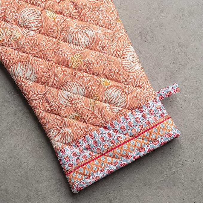 Maison d' Hermine Oven Gloves 100% Cotton Oven Mitt 7" x 13" with Loop Heat Resistant BBQ Cooking Gloves for Thanksgiving Christmas Decorations Baking Handling Hot Pans (Pack of 1, Harvest Festival)