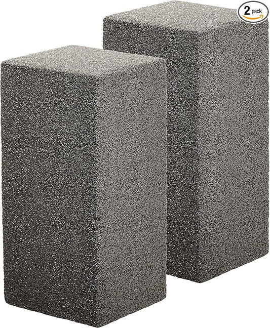 Non Toxic Restaurant Grade Grill Cleaning Brick 2 Pk. Reusable, Non Scratch Pumice Stone Bricks for Smoker, Flat Top Grill, BBQ Grates, Flattops and Cast Iron. Best Griddle Cleaner Tool Block.