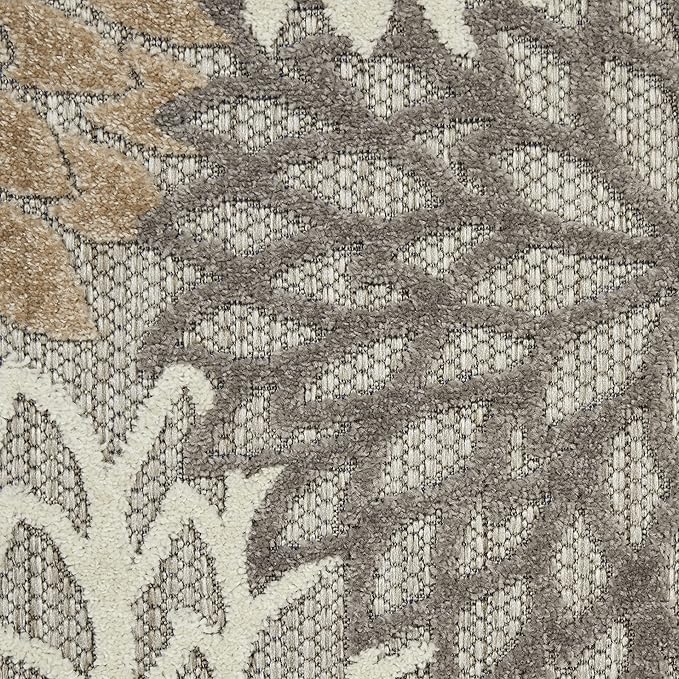 Nourison Aloha Indoor/Outdoor Area Rug 2'3" x 10', Natural, Runner Tropical Botanical Easy-Cleaning Non Shedding Bed Room Living Room Dining Room Deck Backyard Patio