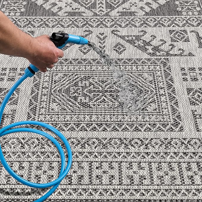 Keen Home Design Terrace Outdoor Area Rug - 5x8 Washable Indoor/Outdoor Rug for Patio, Kitchen, Balcony, Beach, Garden, Deck and Porch, Size: 5'3"x7'7"